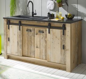 Küchenschrank Stove in Used Wood hell und anthrazit Küche Unterschrank für Spüle oder Kochfeld 161 x 93 cm Küchenschrank Stove in Used Wood hell und anthrazit Küche Unterschrank für Spüle oder Kochfeld 161 x 93 cm