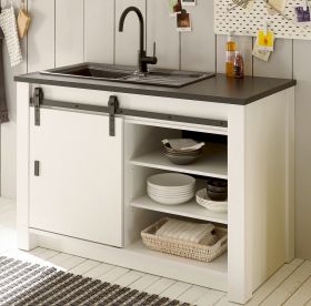 Küchenschrank Stove in weiß Pinie und anthrazit Landhaus Küche Unterschrank für Spüle oder Kochfeld 133 x 93 cm Küchenschrank Stove in weiß Pinie und anthrazit Landhaus Küche Unterschrank für Spüle oder Kochfeld 133 x 93 cm
