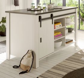 Kücheninsel Stove in weiß Pinie und anthrazit Landhaus Küchenschrank freistehend 162 x 77 cm Kücheninsel Stove in weiß Pinie und anthrazit Landhaus Küchenschrank freistehend 162 x 77 cm