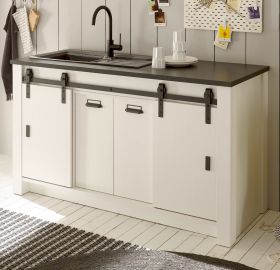 Küchenschrank Stove in weiß Pinie und anthrazit Landhaus Küche Unterschrank für Spüle oder Kochfeld 161 x 93 cm Küchenschrank Stove in weiß Pinie und anthrazit Landhaus Küche Unterschrank für Spüle oder Kochfeld 161 x 93 cm