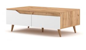 Couchtisch Craft in weiß und Eiche Gold Beistelltisch skandinavisch 100 x 60 cm Couchtisch Craft in weiß und Eiche Gold Beistelltisch skandinavisch 100 x 60 cm