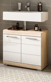 Badezimmer Waschbeckenunterschrank Lambada in weiß Hochglanz und Sonoma Eiche Badschrank 60 cm Badezimmer Waschbeckenunterschrank Lambada in weiß Hochglanz und Sonoma Eiche Badschrank 60 cm