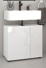Waschbeckenunterschrank Vira in weiß Hochglanz Badezimmer Unterschrank 60 x 56 cm Waschbeckenunterschrank Vira in weiß Hochglanz Badezimmer Unterschrank 60 x 56 cm