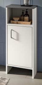 Badezimmer Kommode LosAngeles in weiß und Rauchsilber grau Badschrank 32 x 82 cm Badezimmer Kommode LosAngeles in weiß und Rauchsilber grau Badschrank 32 x 82 cm