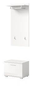 Garderobe Set 2-teilig Prego in weiß Hochglanz Garderobenkombination mit Garderobenpaneel und Sitzbank Garderobe Set 2-teilig Prego in weiß Hochglanz Garderobenkombination mit Garderobenpaneel und Sitzbank