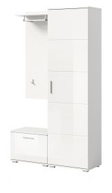Garderobe Set 3-teilig Prego in weiß Hochglanz Garderobenkombination 110 x 191 cm Garderobe Set 3-teilig Prego in weiß Hochglanz Garderobenkombination 110 x 191 cm