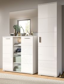Garderobe Set 3-teilig Prego in weiß Hochglanz Garderobenkombination 180 x 191 cm Garderobe Set 3-teilig Prego in weiß Hochglanz Garderobenkombination 180 x 191 cm