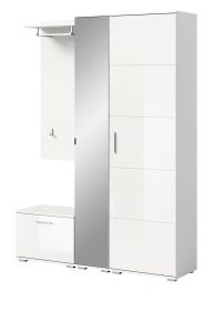 Garderobe Set 4-teilig Prego in weiß Hochglanz Garderobenkombination 140 x 191 cm Garderobe Set 4-teilig Prego in weiß Hochglanz Garderobenkombination 140 x 191 cm