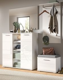 Garderobe Set 4-teilig Prego in weiß Hochglanz Garderobenkombination 180 x 191 cm Garderobe Set 4-teilig Prego in weiß Hochglanz Garderobenkombination 180 x 191 cm