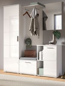 Garderobe Set 5-teilig Prego in weiß Hochglanz Garderobenkombination 165 x 191 cm Garderobe Set 5-teilig Prego in weiß Hochglanz Garderobenkombination 165 x 191 cm