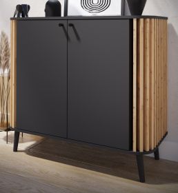 Kommode Pure in grau und Artisan Eiche mit 3D-Lamellen Wohn- und Esszimmer Sideboard 92 cm Kommode Pure in grau und Artisan Eiche mit 3D-Lamellen Wohn- und Esszimmer Sideboard 92 cm