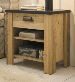 Nachttisch Stove in Used Wood hell und anthrazit Nachtkommode mit Schubkasten in Komforthöhe 60 x 61 Nachttisch Stove in Used Wood hell und anthrazit Nachtkommode mit Schubkasten in Komforthöhe 60 x 61