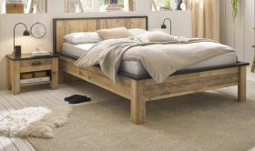 Schlafzimmer Set 3-teilig Stove in Used Wood hell und anthrazit mit Einzelbett Liegefläche 140 x 200 cm und 2 x Nachttisch Schlafzimmer Set 3-teilig Stove in Used Wood hell und anthrazit mit Einzelbett Liegefläche 140 x 200 cm und 2 x Nachttisch