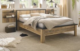 Schlafzimmer Set 3-teilig Stove in Used Wood hell und anthrazit mit Einzelbett Liegefläche 140 x 200 cm und 2 x Wandpaneel Schlafzimmer Set 3-teilig Stove in Used Wood hell und anthrazit mit Einzelbett Liegefläche 140 x 200 cm und 2 x Wandpaneel