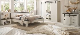 Schlafzimmer Set 5-teilig Stove in weiß Pinie Landhaus mit Bett, Kleiderschrank, 2 x Nachttisch und Kommode Schlafzimmer Set 5-teilig Stove in weiß Pinie Landhaus mit Bett, Kleiderschrank, 2 x Nachttisch und Kommode