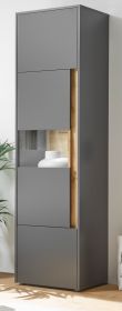 Aktenschrank Center in grau matt und Wotan Eiche Vitrine für Homeoffice und Büro 50 x 200 cm Aktenschrank Center in grau matt und Wotan Eiche Vitrine für Homeoffice und Büro 50 x 200 cm