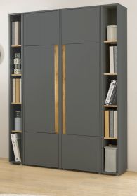 Aktenschrank Set Center in grau matt und Wotan Eiche 2 x Stauraumschrank und 2 x Regal für Homeoffice 140 x 200 cm Aktenschrank Set Center in grau matt und Wotan Eiche 2 x Stauraumschrank und 2 x Regal für Homeoffice 140 x 200 cm