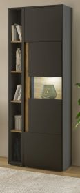 Aktenschrank Set Center in grau matt und Wotan Eiche Vitrine und Regal für Homeoffice 70 x 200 cm Aktenschrank Set Center in grau matt und Wotan Eiche Vitrine und Regal für Homeoffice 70 x 200 cm