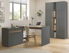 Büromöbel komplett Set Center in grau matt und Wotan Eiche mit Schreibtisch, Kommode und Aktenschrank für Homeoffice Büromöbel komplett Set Center in grau matt und Wotan Eiche mit Schreibtisch, Kommode und Aktenschrank für Homeoffice