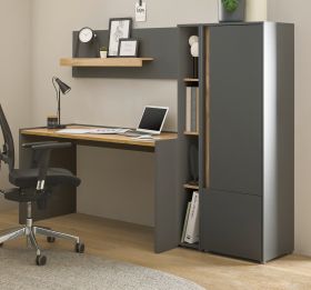 Büromöbel Set Center in grau matt und Wotan Eiche mit Schreibtisch, Aktenschrank und 2 x Regal für Homeoffice Büromöbel Set Center in grau matt und Wotan Eiche mit Schreibtisch, Aktenschrank und 2 x Regal für Homeoffice