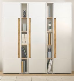 Aktenschrank Set Center in weiß und Wotan Eiche 3 x Stauraumschrank und 2 x Regal für Homeoffice 190 x 200 cm Aktenschrank Set Center in weiß und Wotan Eiche 3 x Stauraumschrank und 2 x Regal für Homeoffice 190 x 200 cm