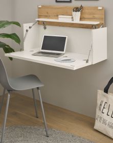 Sekretär Center in weiß und Wotan Eiche Wandsekretär für Homeoffice und Büro 100 cm Sekretär Center in weiß und Wotan Eiche Wandsekretär für Homeoffice und Büro 100 cm