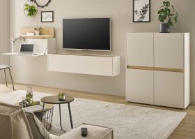 Wohnwand mit Sekretär Center in weiß und Wotan Eiche Wohnkombination 3-teilig 370 cm Wohnwand mit Sekretär Center in weiß und Wotan Eiche Wohnkombination 3-teilig 370 cm