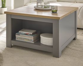 Couchtisch Rideau in grau und Artisan Eiche Landhaus Beistelltisch mit Truhe und Ablage 83 x 83 cm quadratisch Couchtisch Rideau in grau und Artisan Eiche Landhaus Beistelltisch mit Truhe und Ablage 83 x 83 cm quadratisch