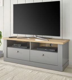 TV-Lowboard Rideau in grau und Artisan Eiche Landhaus TV Unterteil 132 x 48 cm TV-Lowboard Rideau in grau und Artisan Eiche Landhaus TV Unterteil 132 x 48 cm