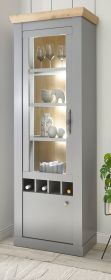 Vitrine Rideau in grau und Artisan Eiche Landhaus Vitrinenschrank 71 x 201 cm Vitrine Rideau in grau und Artisan Eiche Landhaus Vitrinenschrank 71 x 201 cm