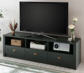 TV-Lowboard Forres in grün Landhaus TV Unterteil mit Komforthöhe 158 x 47 cm TV-Lowboard Forres in grün Landhaus TV Unterteil mit Komforthöhe 158 x 47 cm