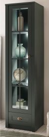 Vitrine Forres in grün Landhaus Wohn- und Esszimmer Vitrinenschrank 50 x 197 cm Vitrine Forres in grün Landhaus Wohn- und Esszimmer Vitrinenschrank 50 x 197 cm