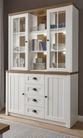 Buffetschrank Seyne in weiß Pinie und Eiche hell Landhaus Buffet 130 x 198 cm Buffetschrank Seyne in weiß Pinie und Eiche hell Landhaus Buffet 130 x 198 cm