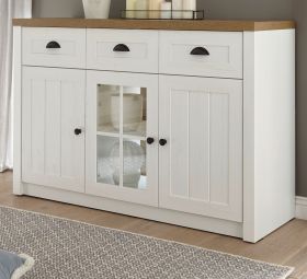 Sideboard Seyne in weiß Pinie und Eiche hell Landhaus Kommode 130 x 86 cm Sideboard Seyne in weiß Pinie und Eiche hell Landhaus Kommode 130 x 86 cm
