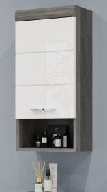 Badezimmer Hängeschrank Scout in weiß Hochglanz und Rauchsilber grau Badschrank 37 x 79 cm Badezimmer Hängeschrank Scout in weiß Hochglanz und Rauchsilber grau Badschrank 37 x 79 cm