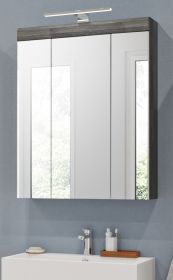 Badezimmer Spiegelschrank Scout in Rauchsilber grau Badschrank 3-türig 60 x 79 cm Badezimmer Spiegelschrank Scout in Rauchsilber grau Badschrank 3-türig 60 x 79 cm