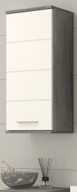 Badezimmer Hängeschrank Blake in weiß Hochglanz und Rauchsilber grau Badschrank 35 x 77 cm Badezimmer Hängeschrank Blake in weiß Hochglanz und Rauchsilber grau Badschrank 35 x 77 cm