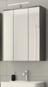 Badezimmer Spiegelschrank Blake in Rauchsilber grau Badschrank 3-türig 60 x 77 cm Badezimmer Spiegelschrank Blake in Rauchsilber grau Badschrank 3-türig 60 x 77 cm