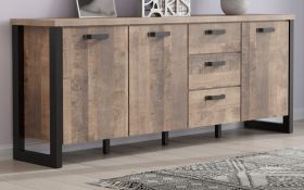 Sideboard Emile in Eiche Tabak und schwarz Wohn- und Esszimmer Kommode 214 x 86 cm Sideboard Emile in Eiche Tabak und schwarz Wohn- und Esszimmer Kommode 214 x 86 cm