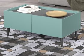 Couchtisch Melton in dusk blue und grau Beistelltisch mit Stauraum 110 x 60 cm Couchtisch Melton in dusk blue und grau Beistelltisch mit Stauraum 110 x 60 cm