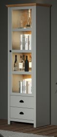 Vitrine Landside in grau und Eiche Artisan Landhaus Wohn- und Esszimmer Vitrinenschrank 65 x 201 cm Vitrine Landside in grau und Eiche Artisan Landhaus Wohn- und Esszimmer Vitrinenschrank 65 x 201 cm