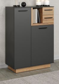 Flurkommode Synnax in grau und Evoke Eiche Flur Diele Kommode 80 x 113 cm Flurkommode Synnax in grau und Evoke Eiche Flur Diele Kommode 80 x 113 cm