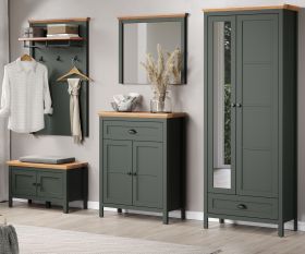 Garderobe Set 5-teilig Stanton in gr�n und Evoke Eiche Landhaus Garderobenkombination 261 x 198 cm