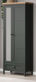 Garderobenschrank Stanton in grün und Evoke Eiche Landhaus Garderobe mit Spiegel 77 x 198 cm Garderobenschrank Stanton in grün und Evoke Eiche Landhaus Garderobe mit Spiegel 77 x 198 cm