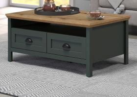 Couchtisch Stanton in gr�n und Evoke Eiche Landhaus Beistelltisch 101 x 60 cm