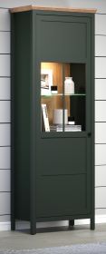 Vitrine Stanton in gr�n und Evoke Eiche Landhaus Vitrinenschrank inklusive LED Beleuchtung 69 x 198 cm