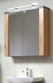Badezimmer Spiegelschrank Follow in Artisan Eiche und Matera grau Badschrank 2-türig 79 x 78 cm Badezimmer Spiegelschrank Follow in Artisan Eiche und Matera grau Badschrank 2-türig 79 x 78 cm