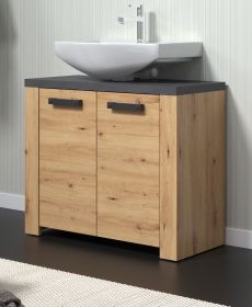 Waschbeckenunterschrank Follow in Artisan Eiche und Matera grau Badezimmer Unterschrank 79 x 67 cm Waschbeckenunterschrank Follow in Artisan Eiche und Matera grau Badezimmer Unterschrank 79 x 67 cm