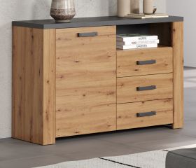 Sideboard Follow in Artisan Eiche und Matera grau Wohn- und Esszimmer Kommode 127 x 83 cm Sideboard Follow in Artisan Eiche und Matera grau Wohn- und Esszimmer Kommode 127 x 83 cm