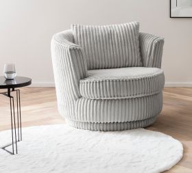 Drehsessel Comfy in hellgrau Mega-Cord Sessel 360° drehbar inklusive Kissen Drehsessel Comfy in hellgrau Mega-Cord Sessel 360° drehbar inklusive Kissen